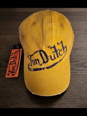 Von Dutch Classic Distressed Logo Baseball Cap - Mustard Yellow - NWT